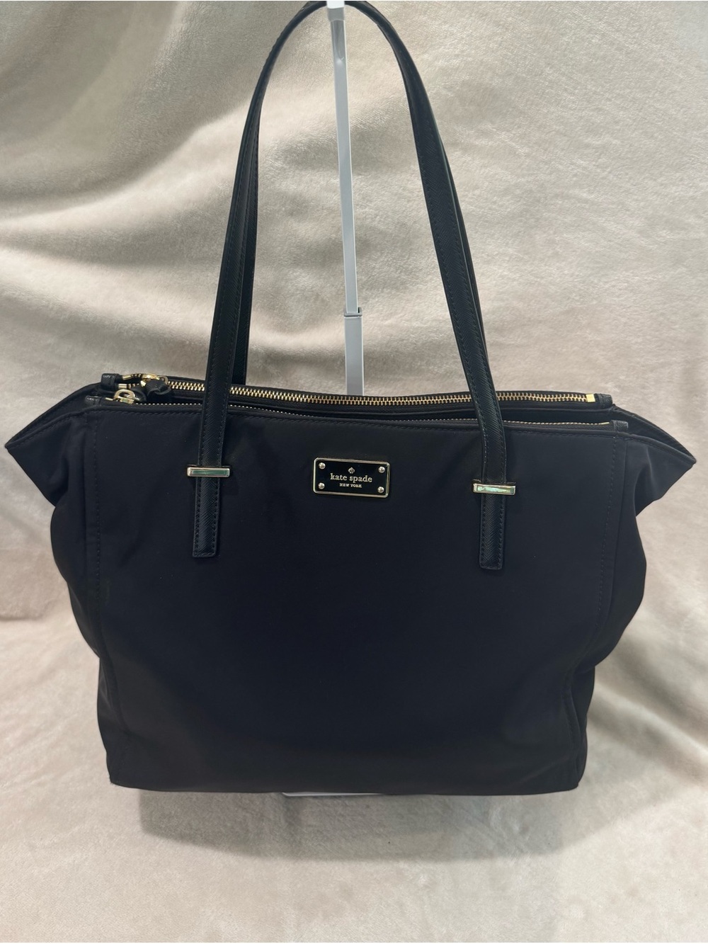 kate spade Wilson Road Tayla Black Nylon Tote with Gold Hardware